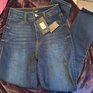 Fashion Nova medium wash high rise skinny jeans